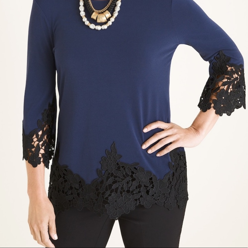 Chicos navy top size 2